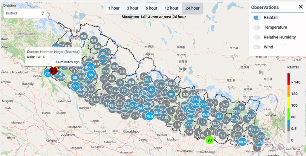 कञ्चनपुर र डडेल्धुरामा धेरै भारी वर्षा