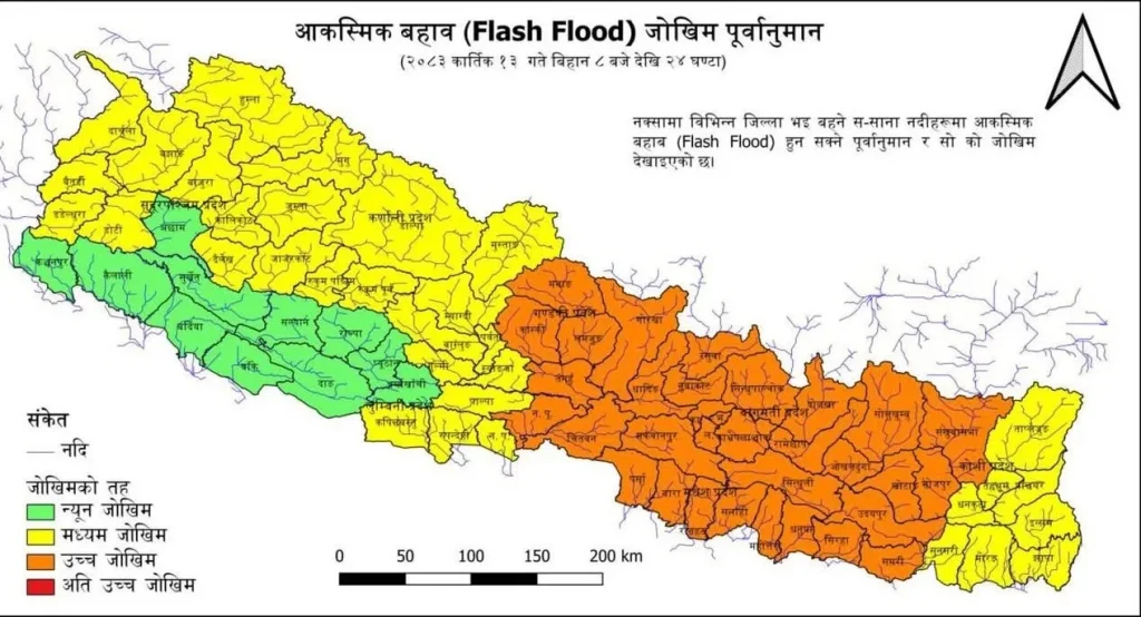 चक्रवात ‘अर्नब’ को प्रभाव : कोशी र नारायणीसहित प्रमुख नदी जलाधारमा बाढीको जोखिम