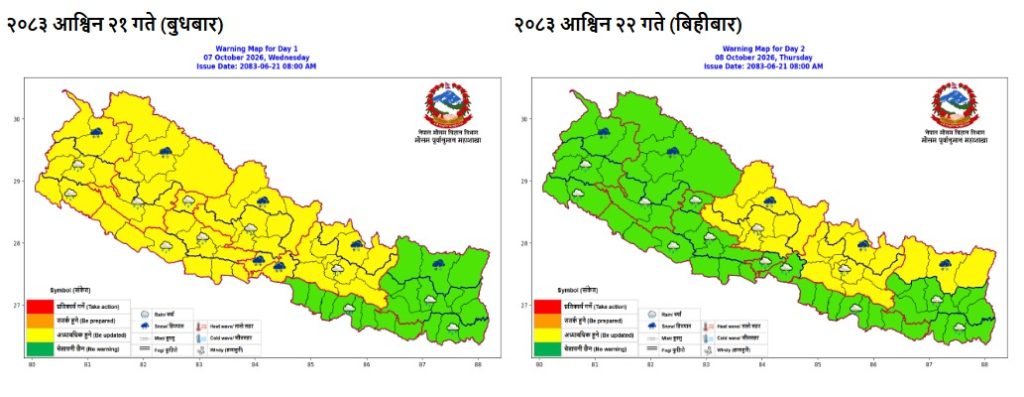 शुक्रबारसम्म देशभर वर्षाको सम्भावना, सतर्कता अपनाउन मौसमविद्को सुझाव