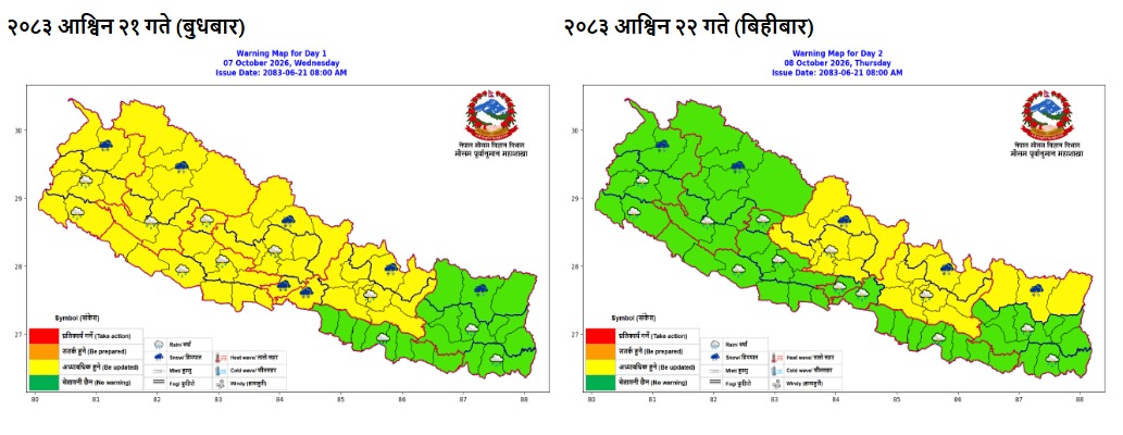 शुक्रबारसम्म देशभर वर्षाको सम्भावना, सतर्कता अपनाउन मौसमविद्को सुझाव